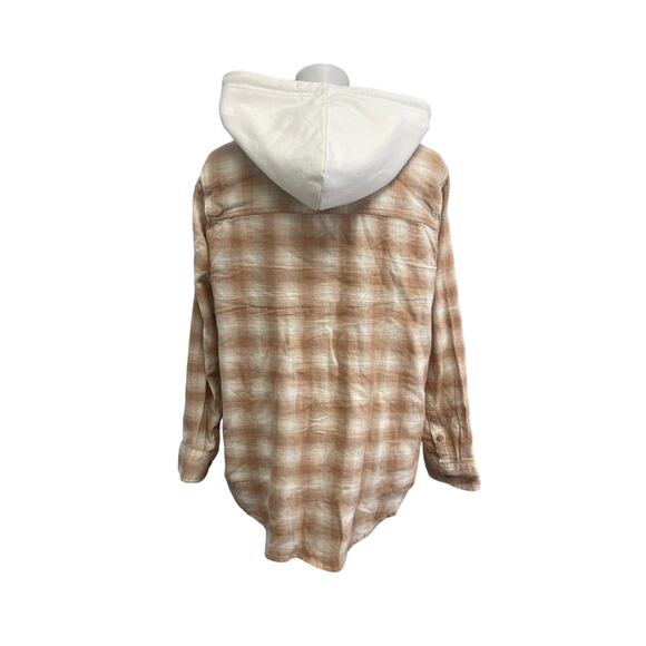 New Time and Tru Womens XXL Long Sleeve Plaid Flannel Cotton Blend Hoodie - Picture 3 of 5